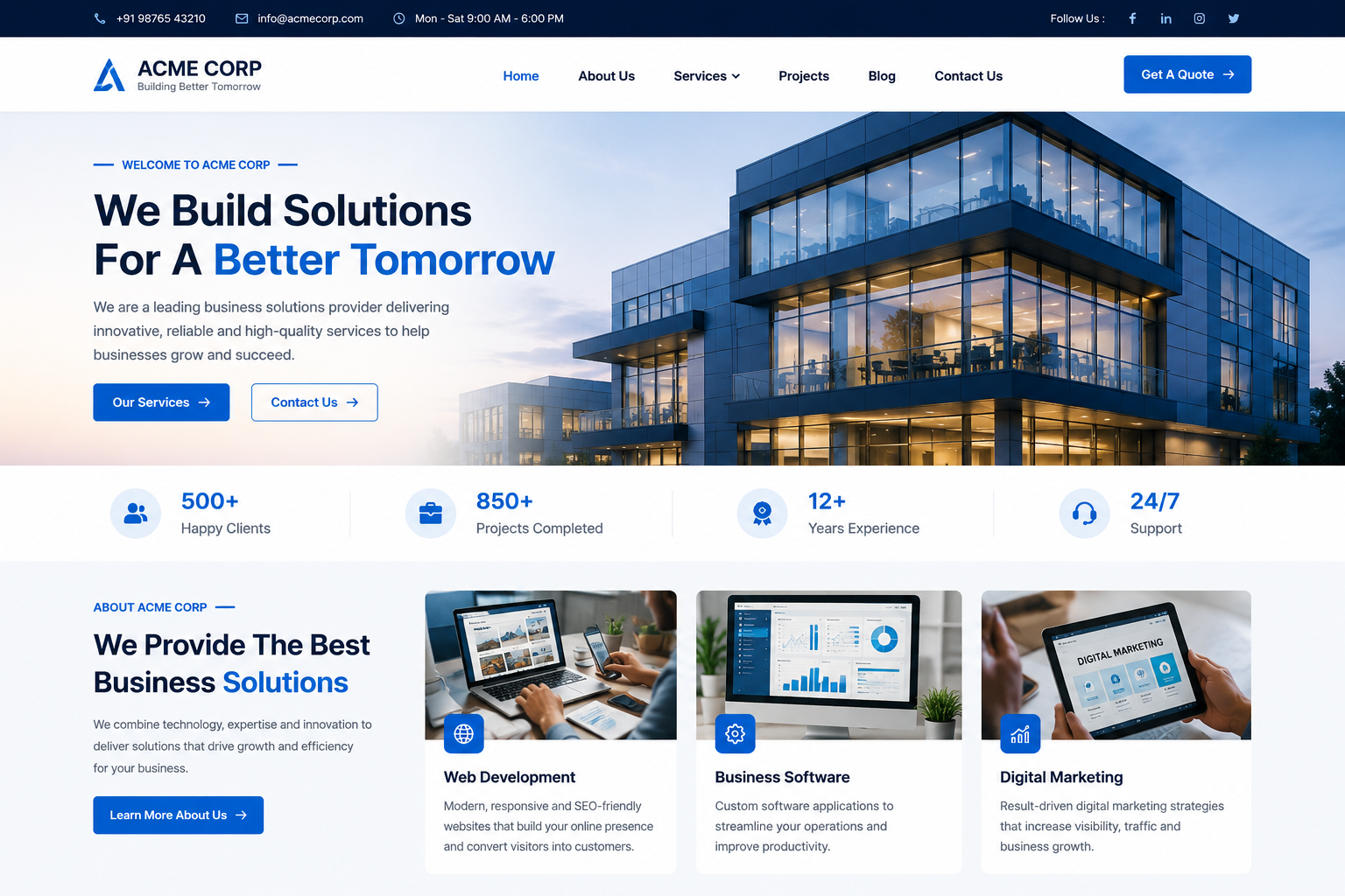 Praxola website development project
